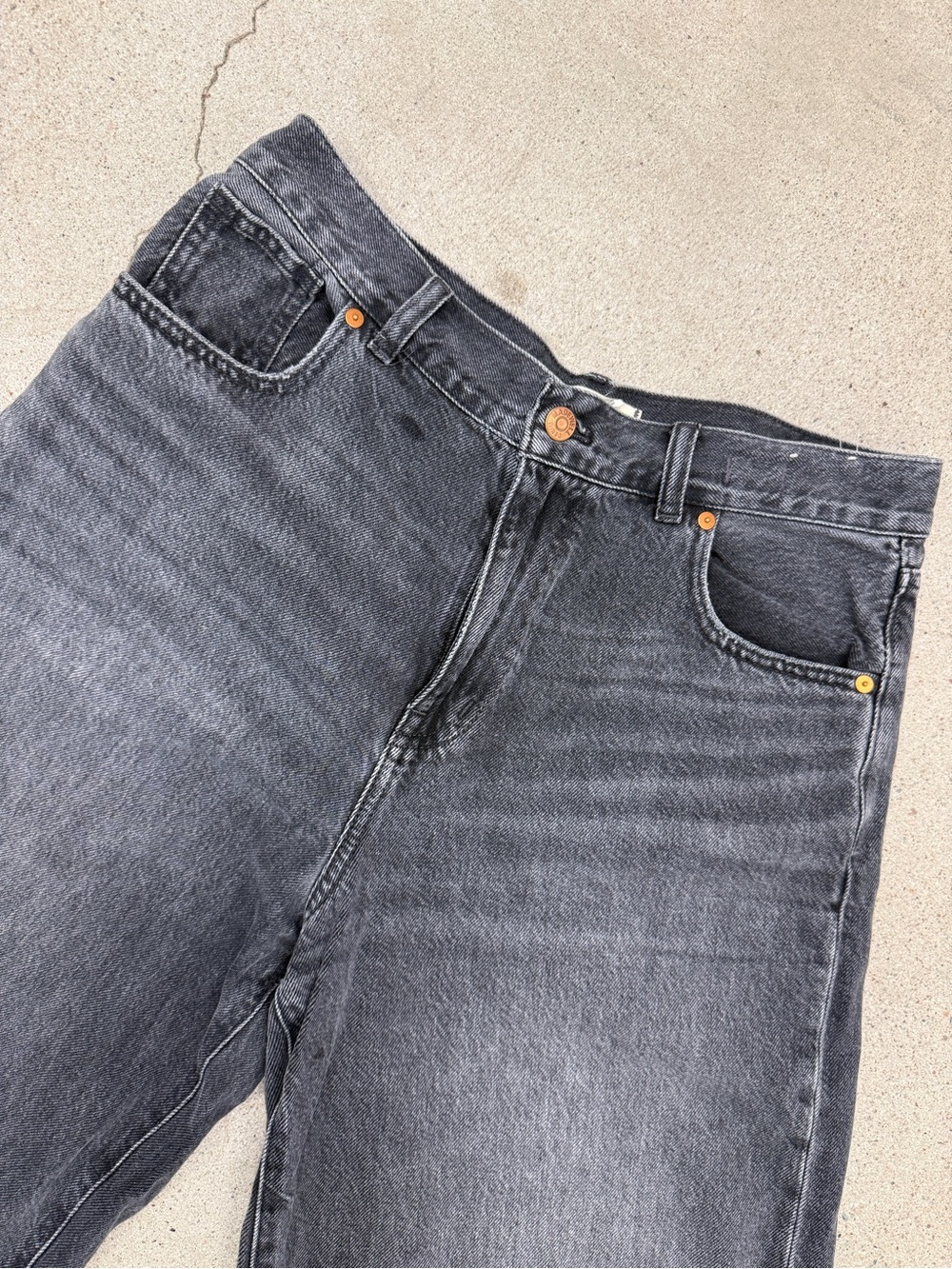 Madewell Women's Black Washed Wide-Leg Jeans